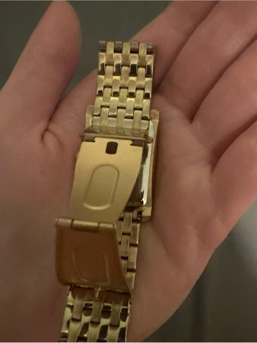 Caravelle Women's Gold-Tone Rectangular Crystal Accent Watch - Gold